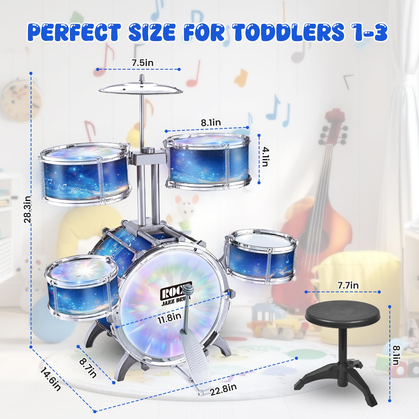 【売約済】ドラムセット　小口径セット　子供　ジャズ Amazon.com: Toddler Drum Set Kids Jazz Drum Kit 8 Piece